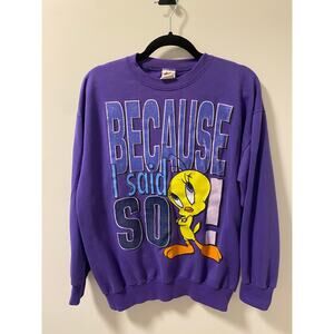 Vtg. Looney Tunes Tweety Bird Because I Said So Crewneck Sweatshirt-Size 14/16W